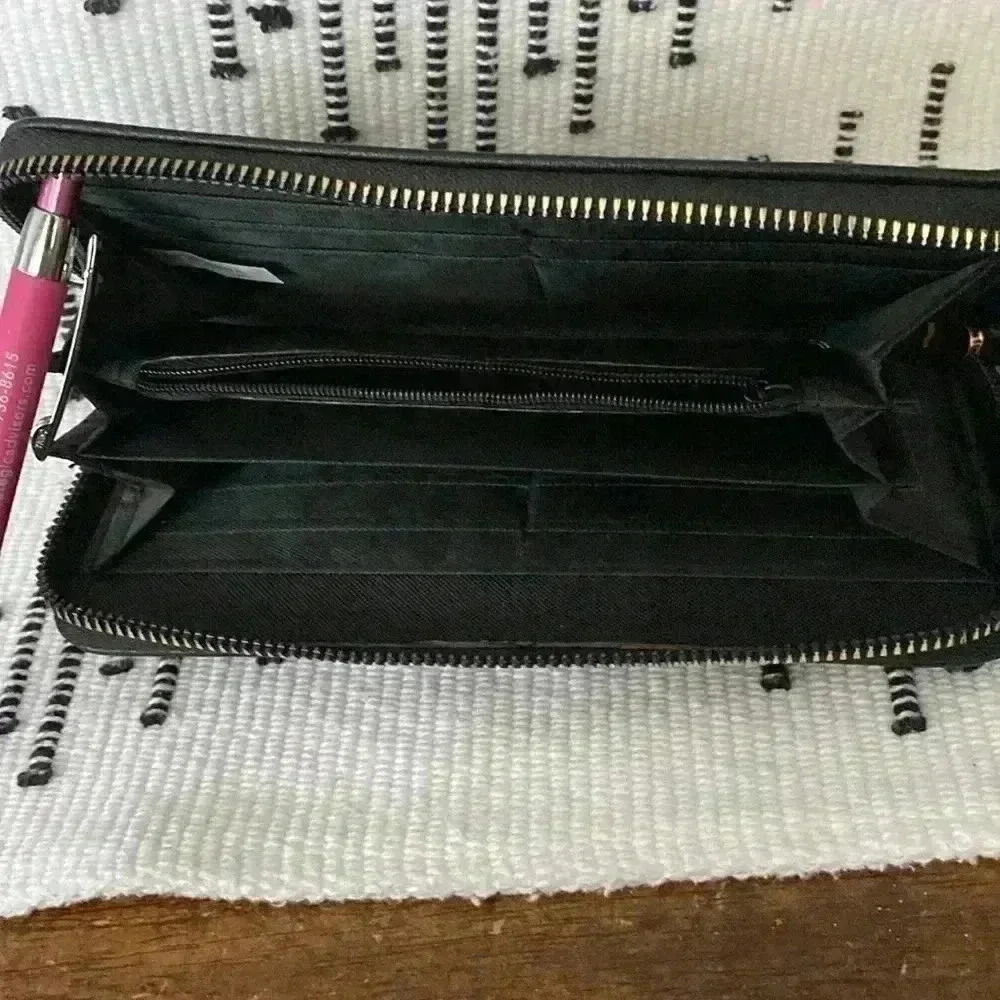 Women’s Black Animal Print Wallet Embellished with a gold design on front - Picture 3 of 4